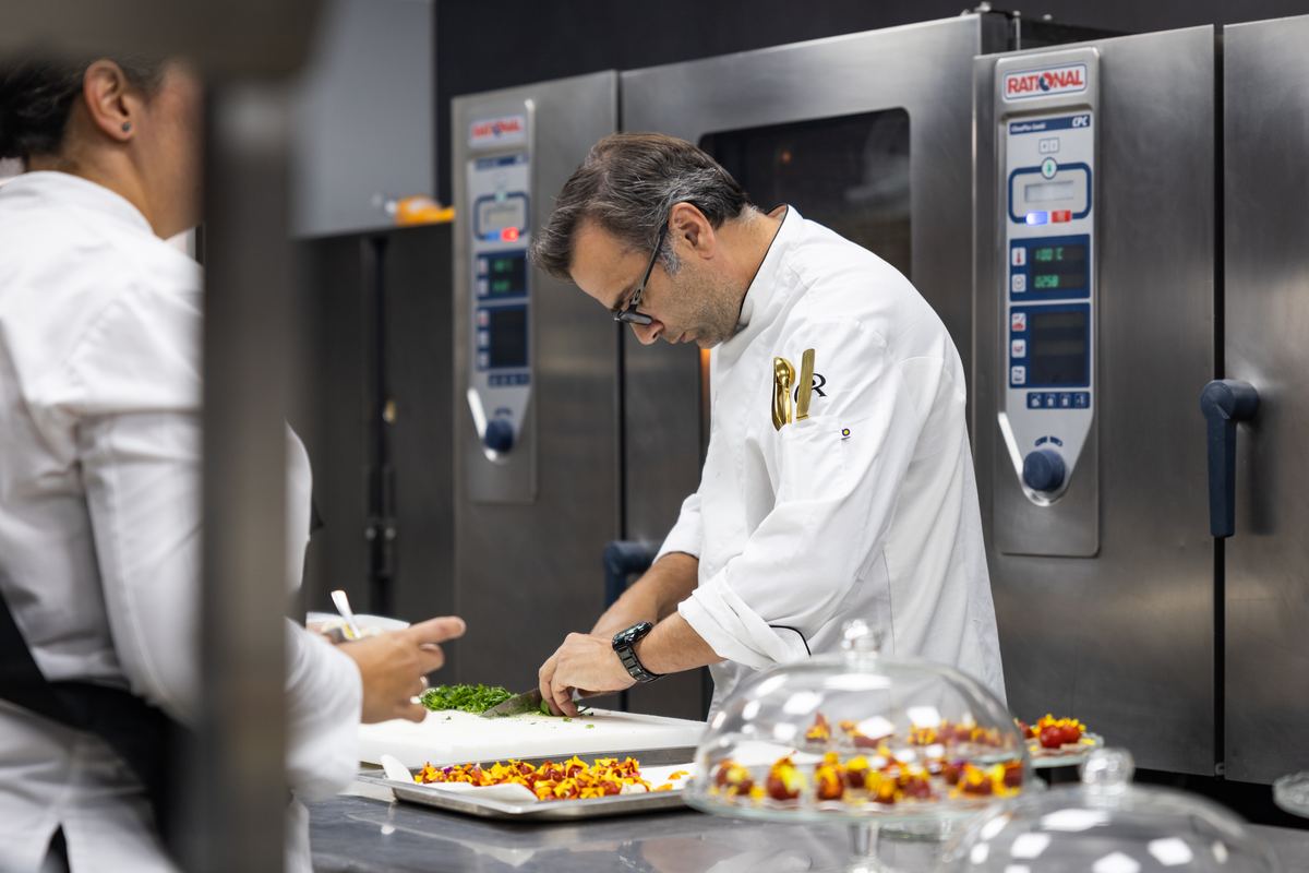 Chef preparing bites in the kitchen