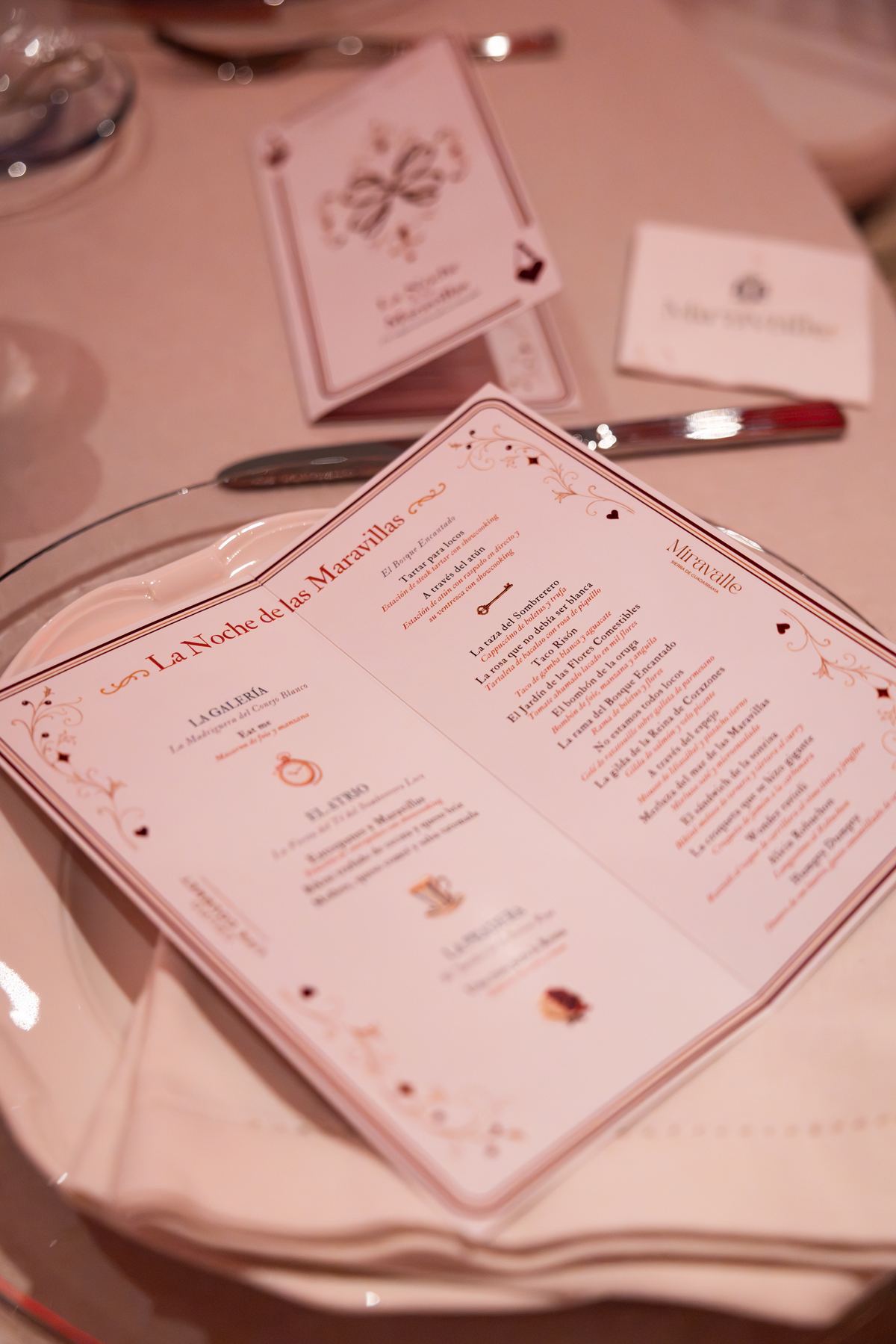 Printed menu for Wonderland Night